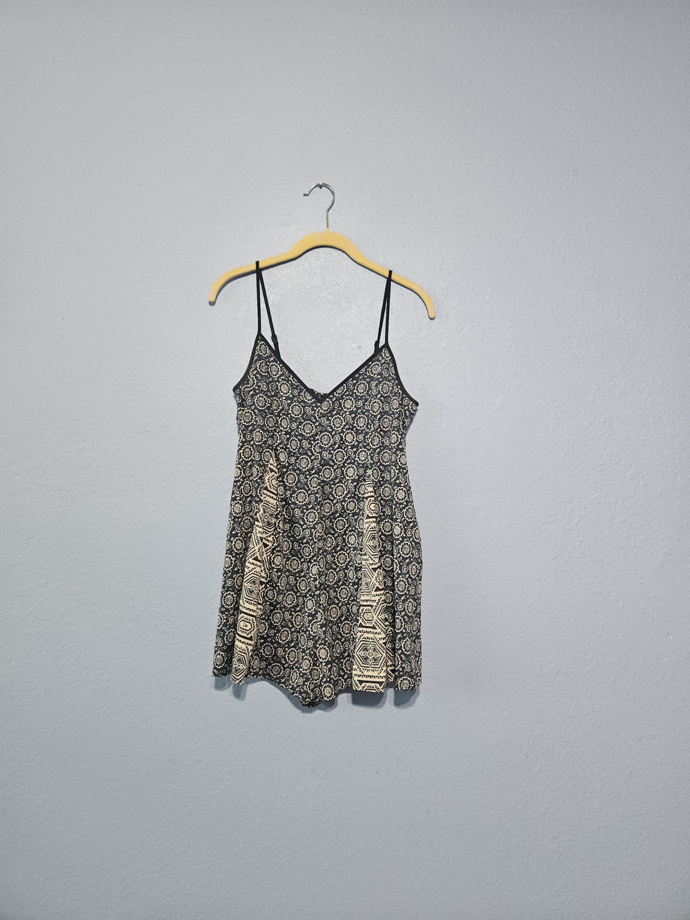 Band of Gypsies Black & Cream Printed Romper